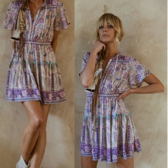 Spell designs poinciana playdress lilac wild thing lavender mini dress xxs play - Picture 4 of 16